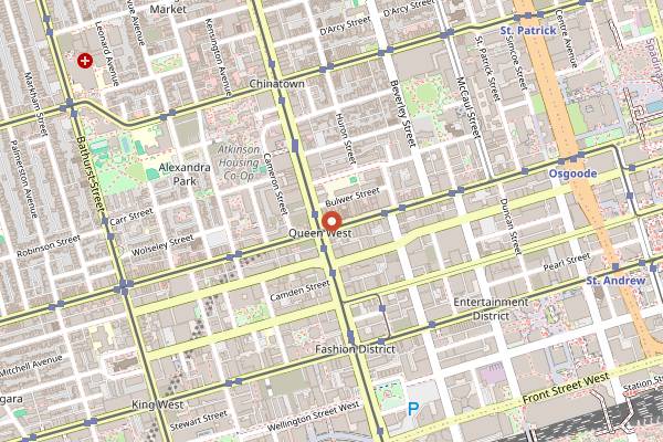 Map showing Horseshoe Tavern in Toronto