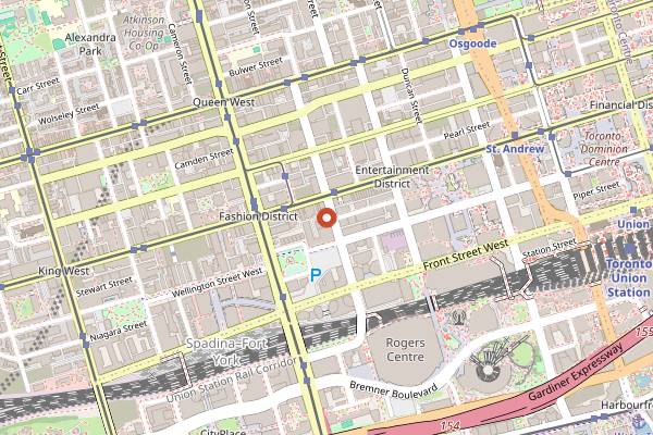 Map showing Akira Back in Toronto