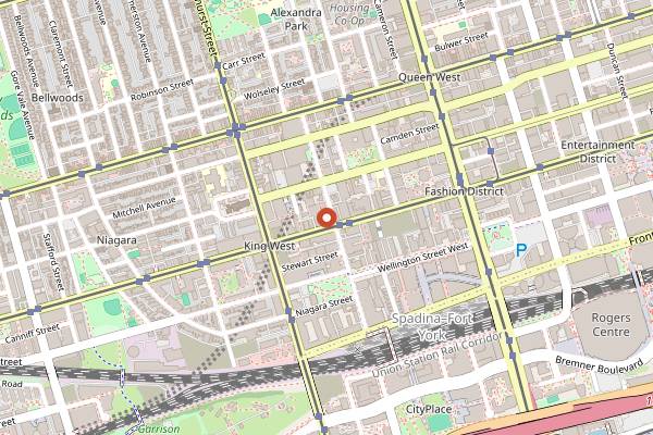Map showing Buca King West in Toronto