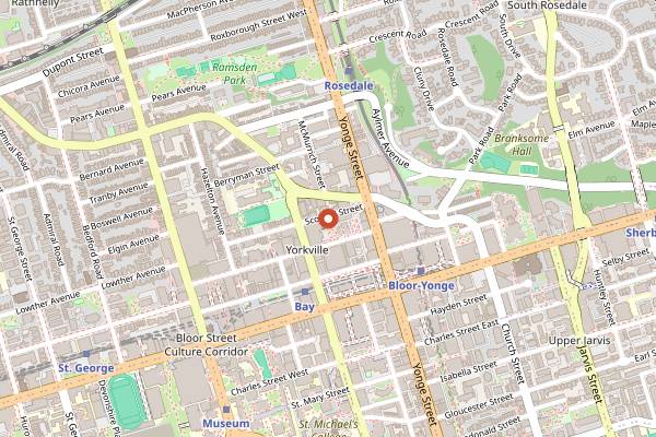 Map showing Buca Yorkville in Toronto