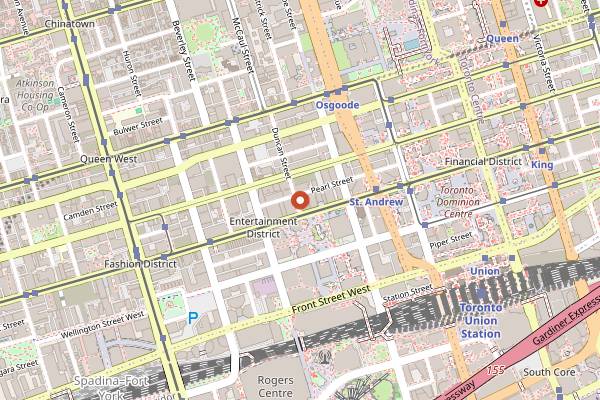 Map showing Byblos Downtown in Toronto