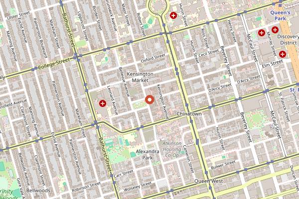 Map showing Grey Gardens in Toronto