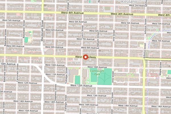 Map showing Batard Boulangerie in Vancouver