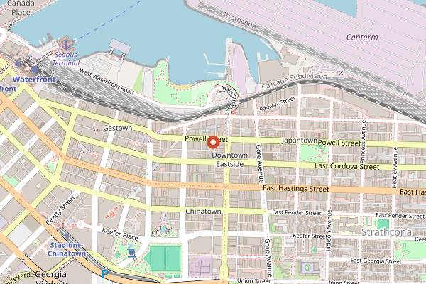 Map showing Cadeaux Bakery in Vancouver