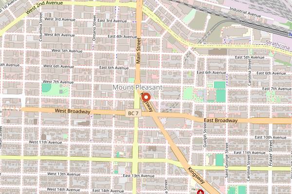 Map showing Level V Bakery in Vancouver