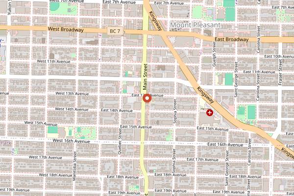 Map showing Lucky's Doughnuts in Vancouver