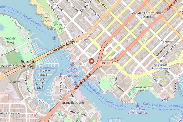 Map showing Tartine Bread and Pies in Vancouver