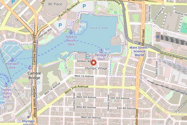 Map showing Terra Breads in Vancouver