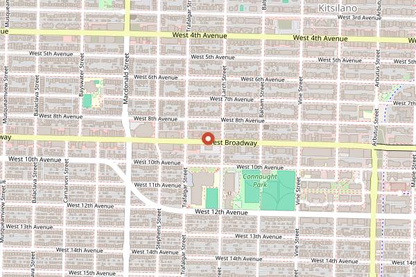 Map showing Thomas Haas Chocolate and Pastries in Vancouver