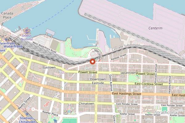 Map showing Alibi Room in Vancouver