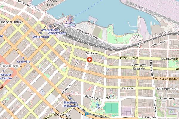 Map showing Arcana Food and Spirits in Vancouver