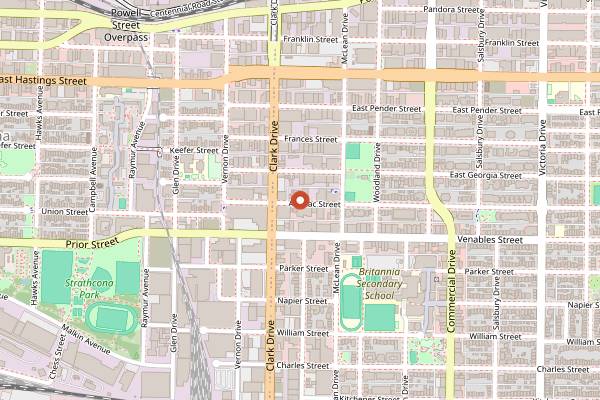 Map showing Off The Rail Brewing in Vancouver