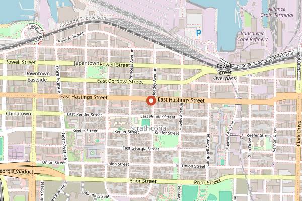 Map showing The Heatley in Vancouver