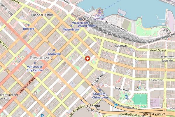 Map showing The Magnet in Vancouver