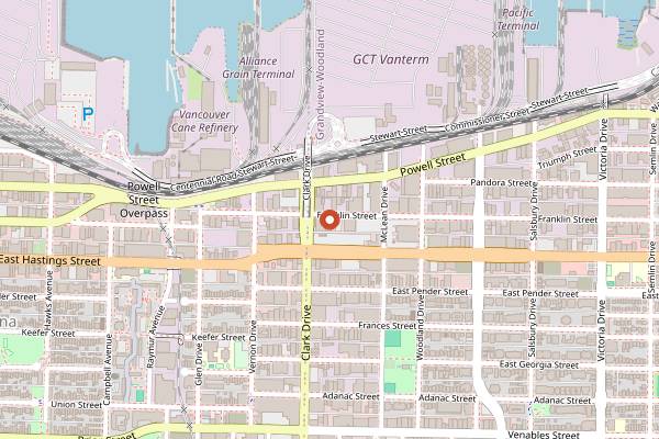 Map showing Callister Brewing Company in Vancouver