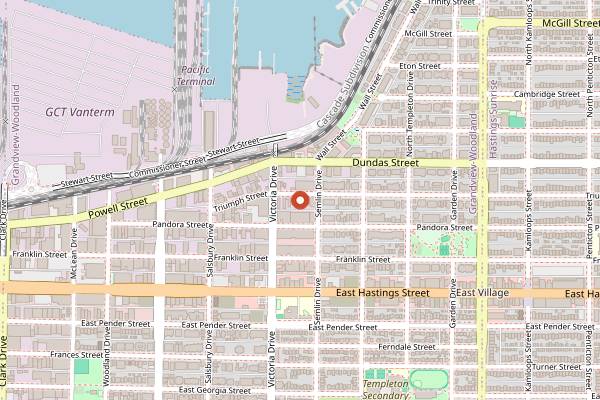 Map showing Parallel 49 Brewing in Vancouver