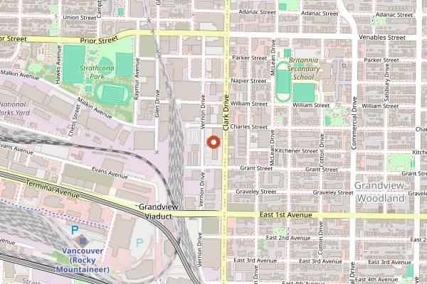 Map showing Strange Fellows Brewing in Vancouver