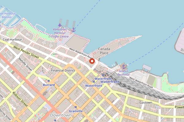 Map showing Arc Restaurant in Vancouver