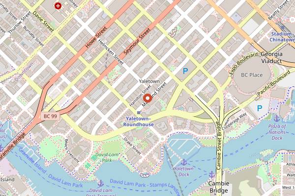 Map showing Bistro Sakana in Vancouver
