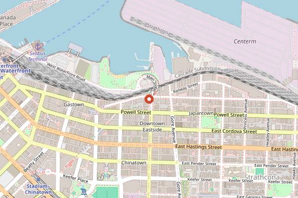 Map showing Deacon's Corner in Vancouver