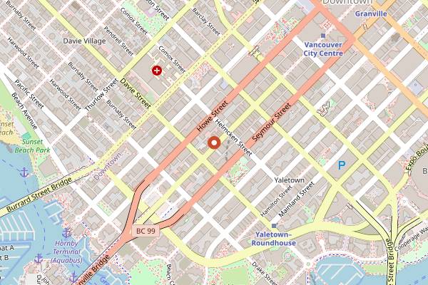 Map showing Twisted Fork Bistro in Vancouver