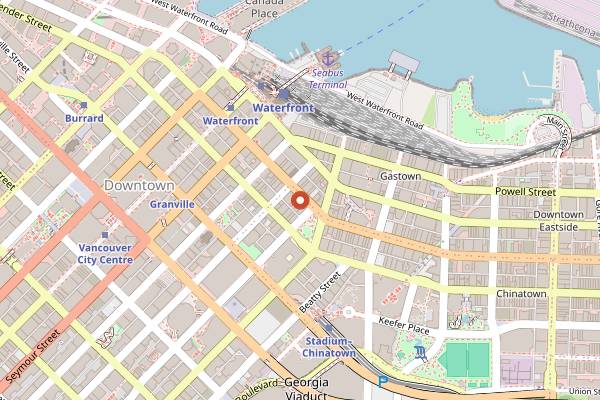 Map showing La Taqueria in Vancouver