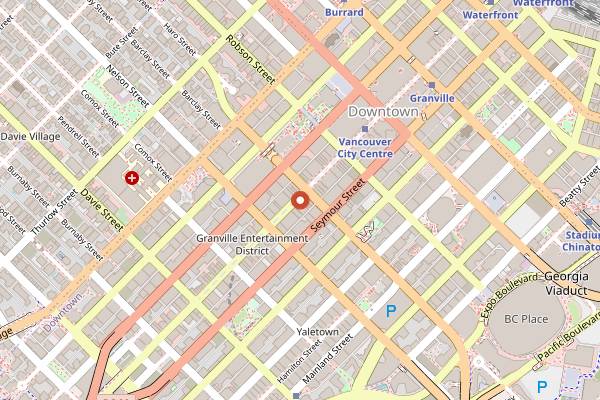 Map showing Roxy Burger in Vancouver