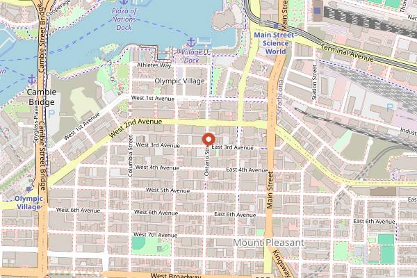 Map showing Argo Cafe in Vancouver