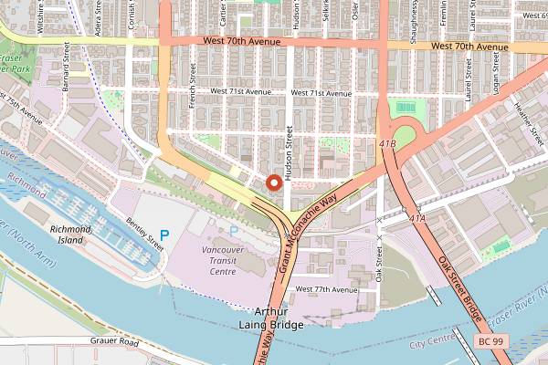 Map showing Cafe de l'Orangerie in Vancouver