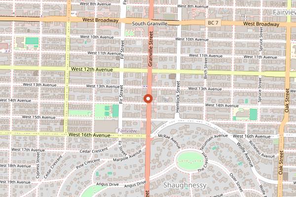 Map showing Caffe Barney in Vancouver