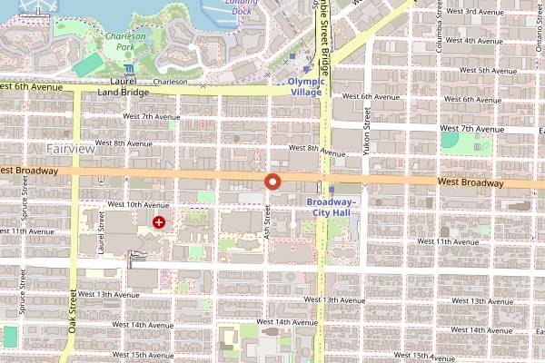 Map showing Elysian Coffee Broadway in Vancouver