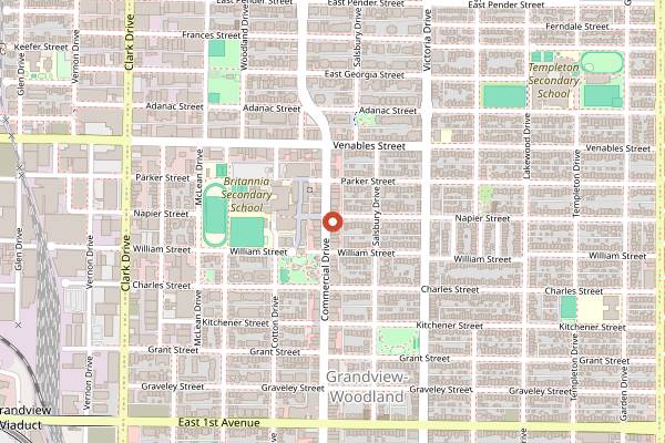 Map showing Moja Coffee in Vancouver