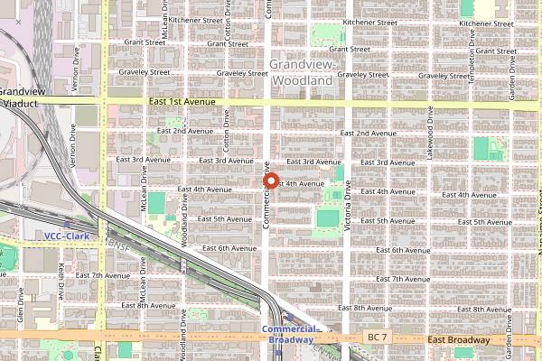 Map showing Prado Cafe in Vancouver
