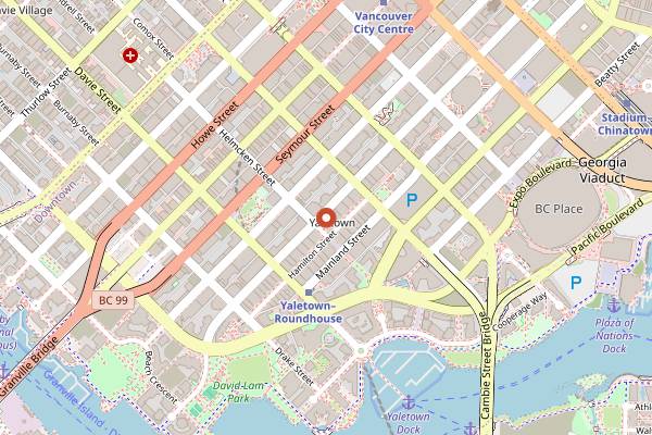 Map showing Small Victory Bakery Yaletown in Vancouver