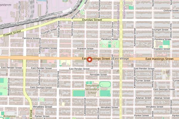 Map showing The Red Wagon in Vancouver