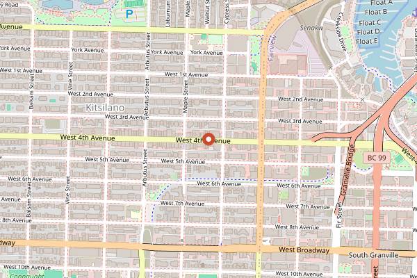 Map showing GlassHouse in Vancouver