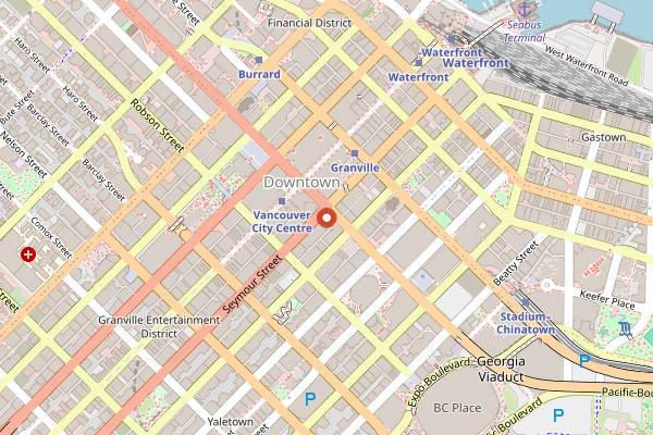 Map showing Glowbal in Vancouver
