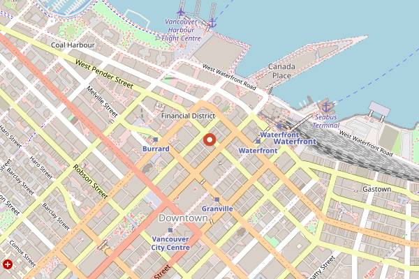 Map showing Moose's Down Under in Vancouver
