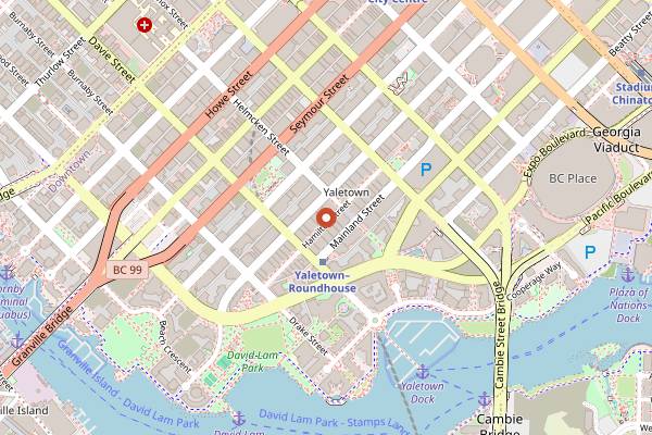 Map showing Cioppino's Cooking Studio in Vancouver