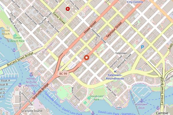 Map showing Nuba Yaletown in Vancouver