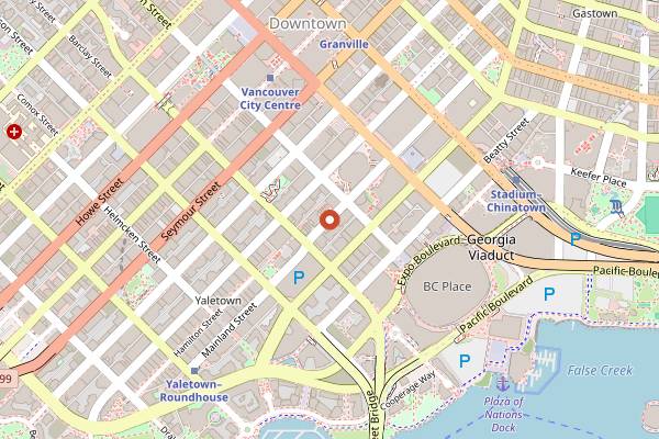 Map showing Blue Water Cafe in Vancouver