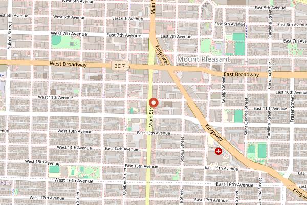 Map showing Burdock & Co in Vancouver