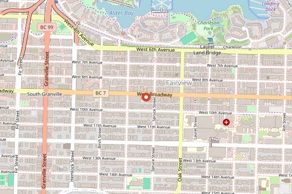 Map showing Salmon n' Bannock Bistro in Vancouver