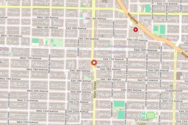 Map showing Sushi Hil in Vancouver