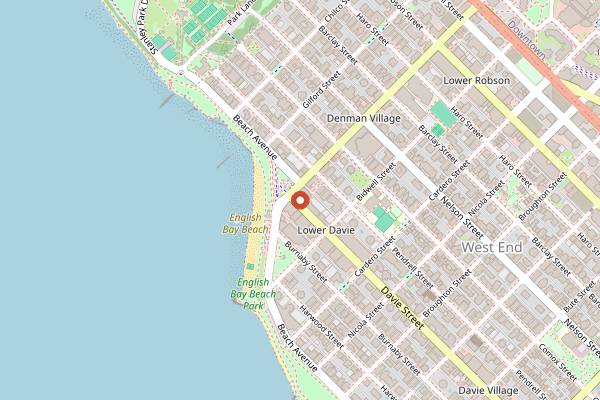 Map showing Bayside Lounge in Vancouver