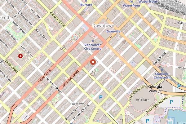 Map showing Donair Town in Vancouver