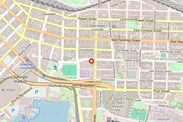 Map showing Juke Fried Chicken in Vancouver