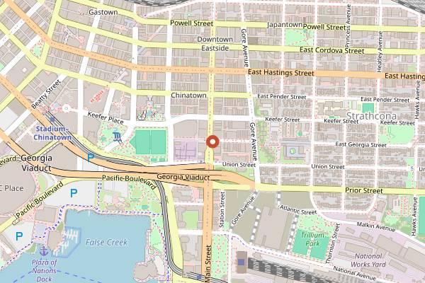 Map showing London Pub in Vancouver