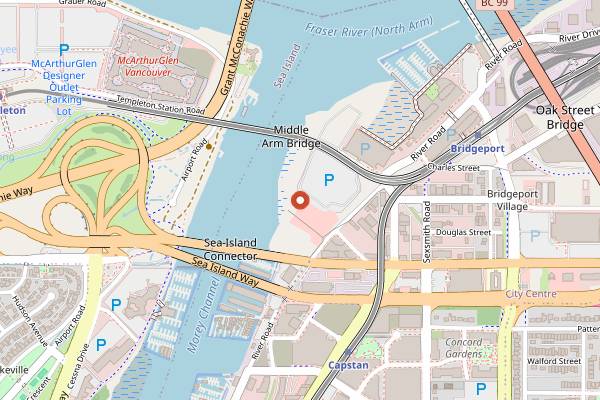 Map showing Richmond Night Market in Vancouver
