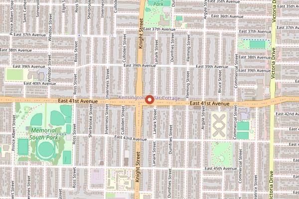 Map showing East Side Craft House in Vancouver